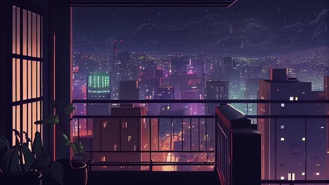 Peaceful Rainy Night On The Rooftop ? Lofi Hip Hop Radio ~ Beats To Relax/study