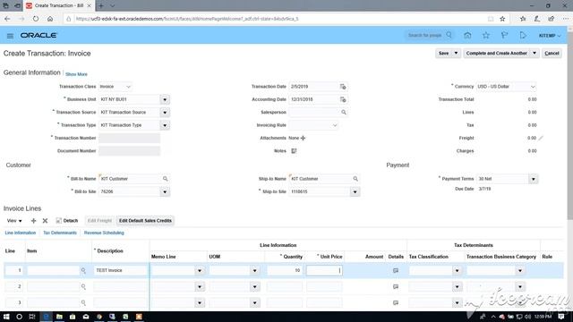 Oracle cloud AR Invoice Transactions processing смотреть онлайн