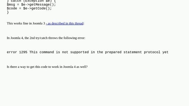 Joomla: MySQL "LOAD DATA LOCAL INFILE" with database connection object in Joomla 4 смотреть онлайн