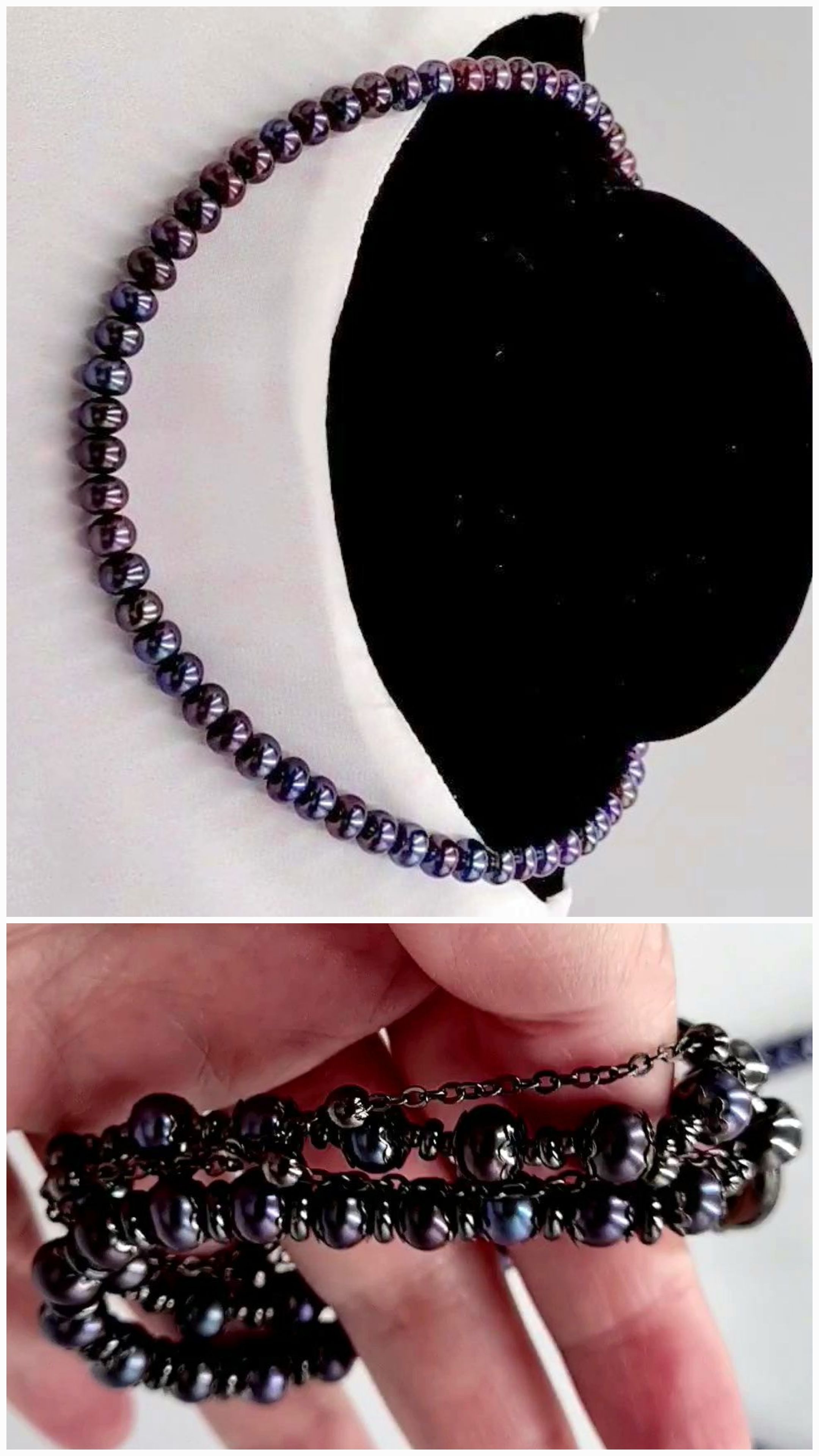 Черная жемчужина. Многорядный браслет и чокер из темного жемчуга. Делюсь идеями. #браслет #чокер смотреть онлайн