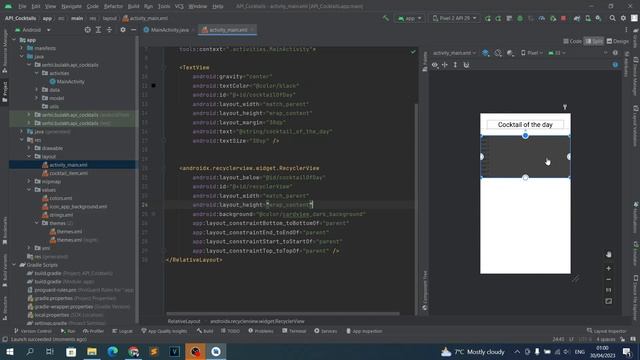 Приложение Коктейли на Java в Android Studio. Урок 11. Изменяем layout. смотреть онлайн