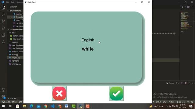 Flash Card Project Using Python Programming with GUI | #Porfolio python project| python GUI смотреть онлайн