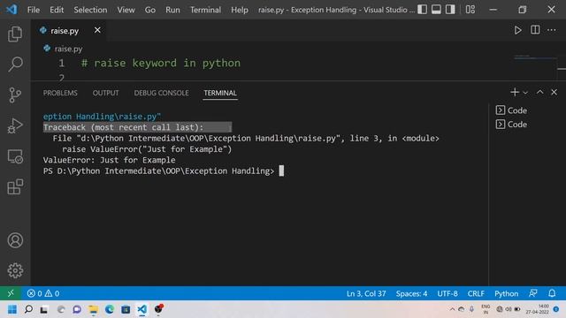 V34 - Introduction to 'raise' keyword in Python смотреть онлайн