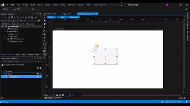 Blend Tutorials : Designing A Button In Visual Studio Blend 2019 - Episode 04
