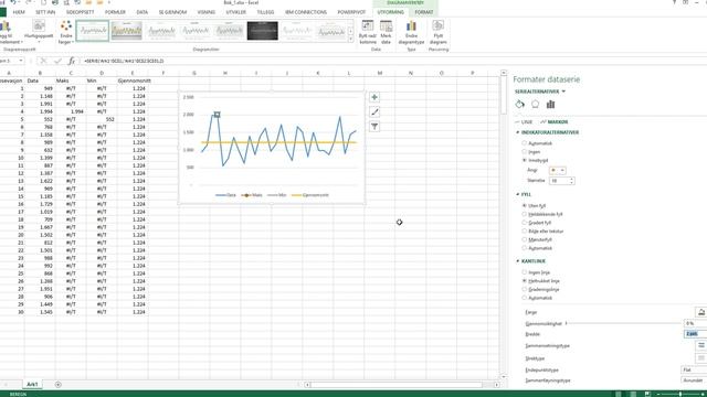 Linjediagram - Marker maks, min og gjennomsnitt - Excel смотреть онлайн