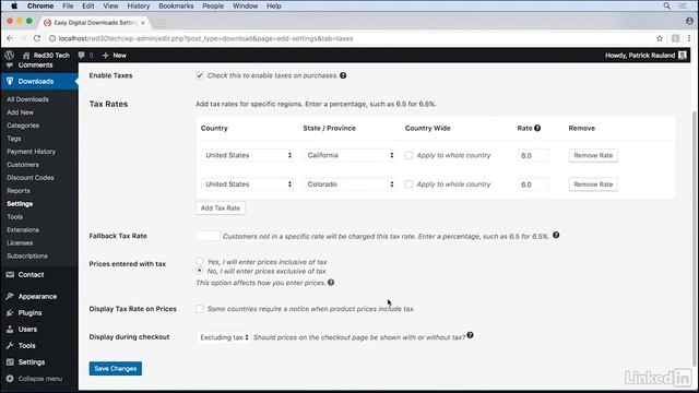 Course WordPress Ecommerce Easy Digital Downloads - 06 Setting Up Taxes: Video 17 смотреть онлайн