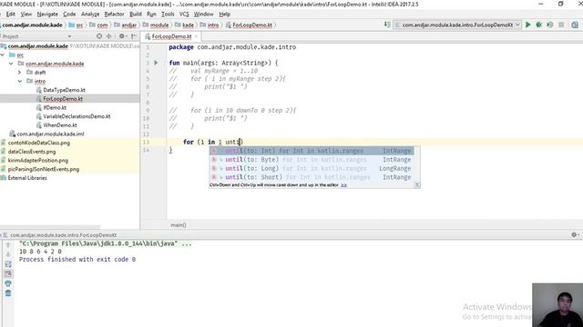 Kotlin - For Loop Demo смотреть онлайн
