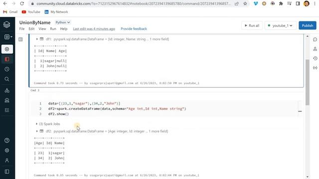 UNION vs UNIONBYNAME in PySpark using Databricks | Merge two dataframes in PySpark | смотреть онлайн
