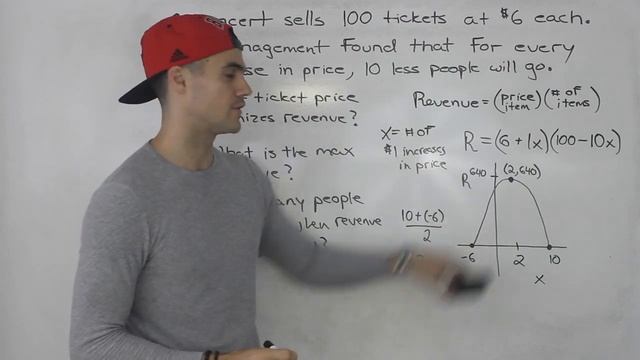 MCR3U - What Ticket Price Maximizes Revenue Quadratic Word Problem - Grade 11 Functions смотреть онлайн