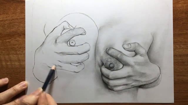 Draw Attractive Girl's Hand And Breasts With Pencil | female figure смотреть онлайн