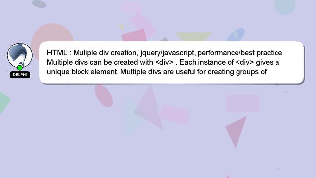 HTML : Muliple div creation, jquery/javascript, performance/best practice смотреть онлайн