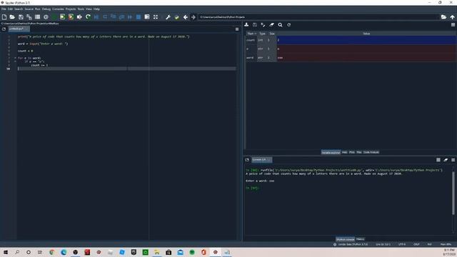 How to Find the Amount of a Certain Letter there is in a Word In PYTHON смотреть онлайн