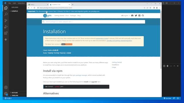 como INSTALAR YARN en VISUAL STUDIO CODE ✅ смотреть онлайн