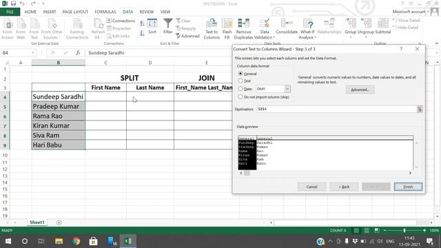 SPLIT AND JOIN TEXT IN EXCEL || SPLIT TEXT TO COLUMNS || CONCATENATE TEXT || MS-OFFICE смотреть онлайн
