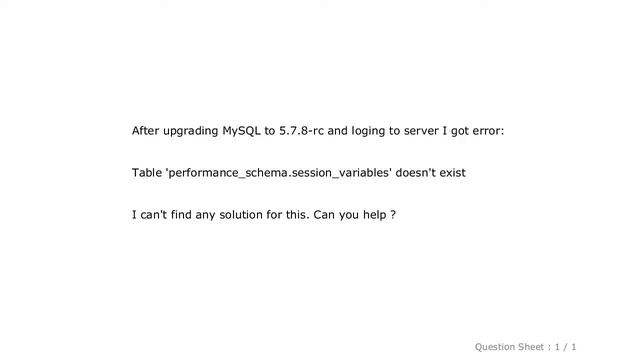 MySQL : Table 'performance_schema.session_variables' doesn't exist смотреть онлайн