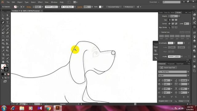 How To Draw A Dog - Adobe Illustrator Drawing Tutorial | Vector trace | Line Art | Ruma Paik | Draw смотреть онлайн