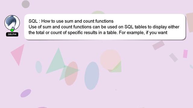 SQL : How to use sum and count functions смотреть онлайн