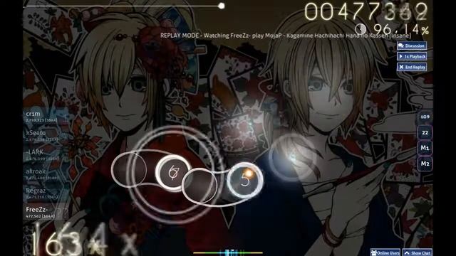 [2] - MojaP - Kagamine Hachihachi Hana no Kassen [Insane] - S смотреть онлайн