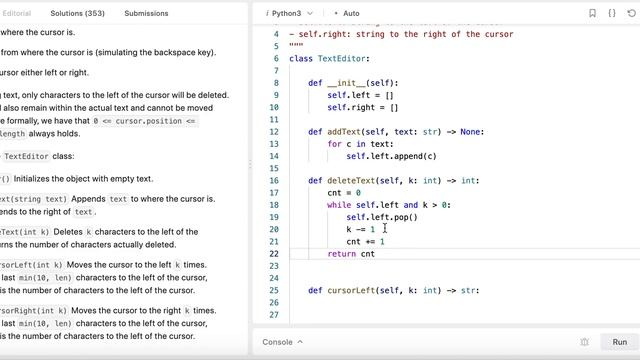 Design a Text Editor - Leetcode 2296 - Two Lists - Python смотреть онлайн