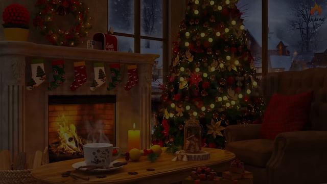 Beautiful Christmas Ambience 🎅🎄 Christmas Fireplace With Instrumental Christmas Music