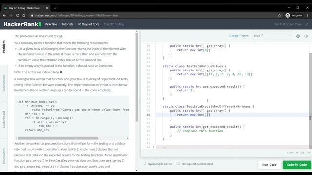 HackerRank Day 27: Testing | Java Solution смотреть онлайн