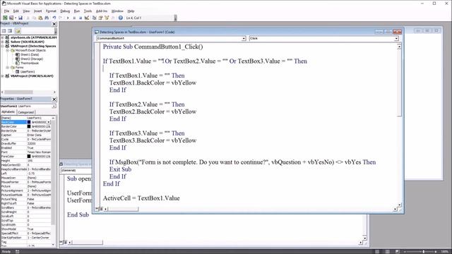 Detecting Spaces to Ensure TextBox Controls Contain Data using Excel VBA смотреть онлайн