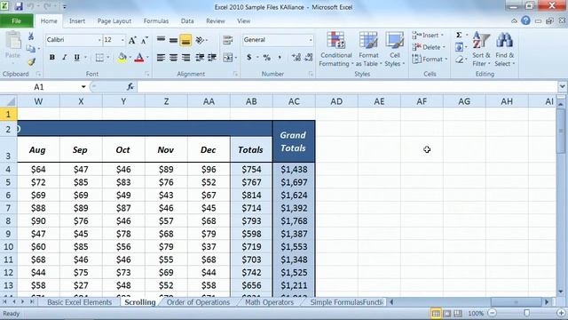 Microsoft Excel 2010 Tutorial: Scrolling With and Without Scroll Bars | K Alliance смотреть онлайн