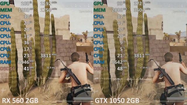 PUBG 1.0 Radeon RX 560 vs. GeForce GTX 1050 1080p Gameplay Benchmark. Playerunknown's Battlegrounds смотреть онлайн