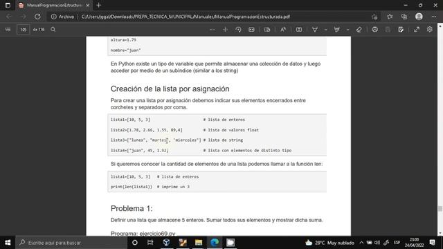 Introduccion a Listas en python (pag 104 de manual ) смотреть онлайн