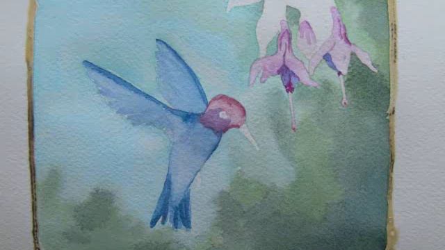 Hummingbird painted with DANIEL SMITH Luminescent Watercolors смотреть онлайн