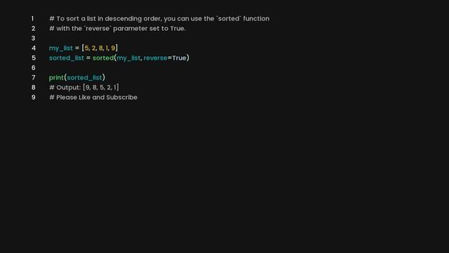 Sort a list in descending order смотреть онлайн