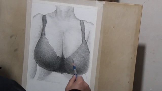 Sketch, pencil drawing of a voluptuous female breast. смотреть онлайн