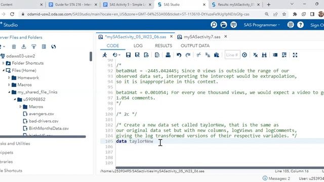 Simple Linear Regression SAS Activity (part 2) смотреть онлайн