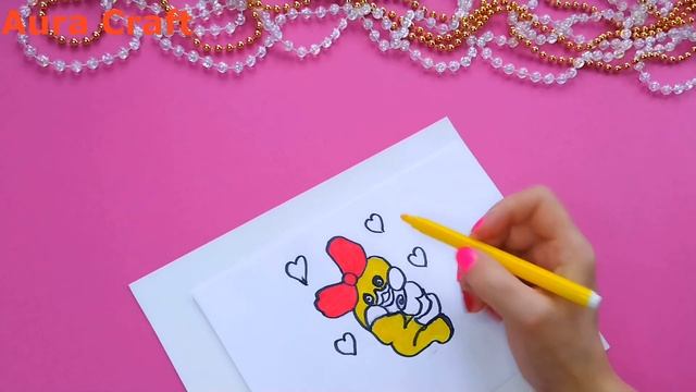 Как сделать и нарисовать Лалафанфан утку с сердечками своими руками Лалафанфан поделки из бумаг смотреть онлайн