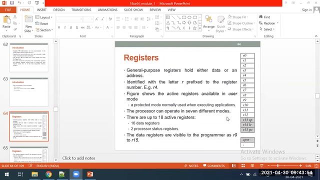 Module 1 ARM Core,Registers смотреть онлайн