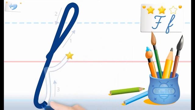 How to write letter "F". Cursive writing for kids and beginners. Handwriting practice. смотреть онлайн