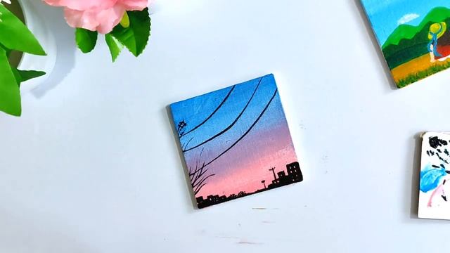 3 Paintings for beginners || 3 mini canvas paintings || aesthetic paintings смотреть онлайн