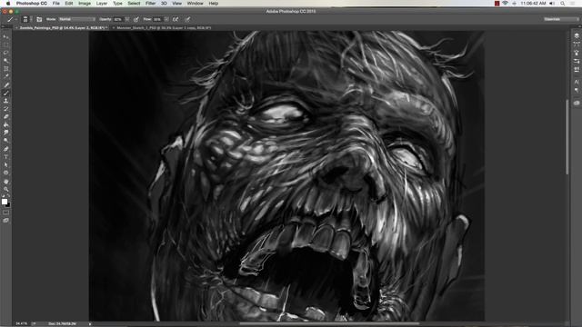 Tips and Tricks - Digital Painting Texture on a Zombie - Using Adobe Photoshop смотреть онлайн