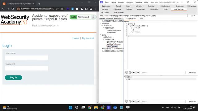 Portswigger Lab: Accidental exposure of private GraphQL fields смотреть онлайн