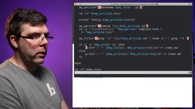 Beyond Code Live 014 - More Bash: Using if and pipes to Give our Blog Titles (again) смотреть онлайн