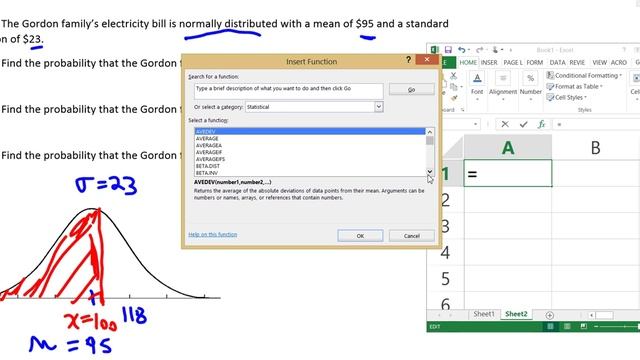 Normal Distribution: Probability of Less Than A Given Value (Excel) смотреть онлайн