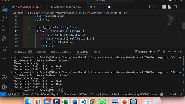 Data Structures with Python: Implementation of ArrayList Insertion (Insert At Start, Location, End) смотреть онлайн
