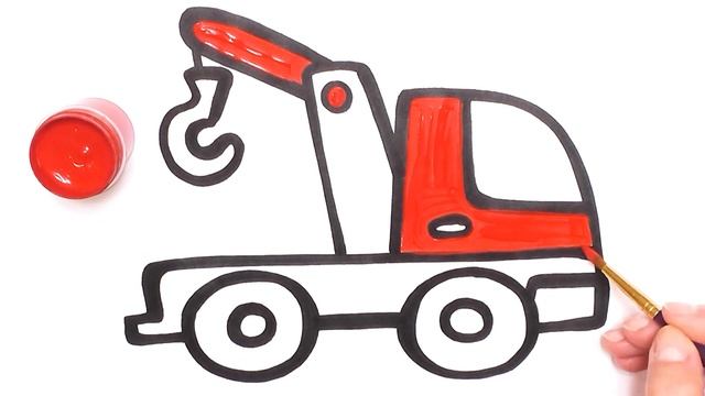 Как нарисовать МАШИНУ КРАН ГРУЗОВИК / мультик раскраска КРАН ГРУЗОВИК для детей / Раскраски малышам смотреть онлайн