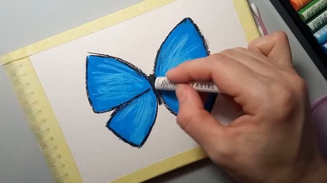 Рисую бабочку масляной пастелью и ватными палочками/ drawing butterfly with oil pastels смотреть онлайн