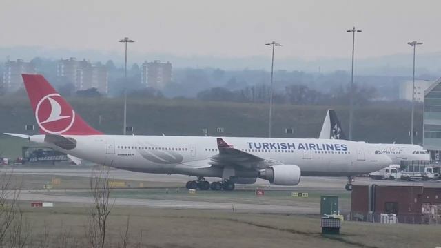 TURKISH AIRLINES AIRBUS A330-200 Rare Visit To Birmingham Airport ( BHX )