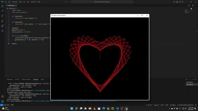 Create Python Visual Code Studio | Project Heart Animation turtle смотреть онлайн