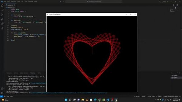 Create Python Visual Code Studio | Project Heart Animation turtle