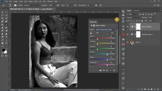 Simple color effect in Photoshop with B/W adjustment layer tip. Easy and Fast смотреть онлайн