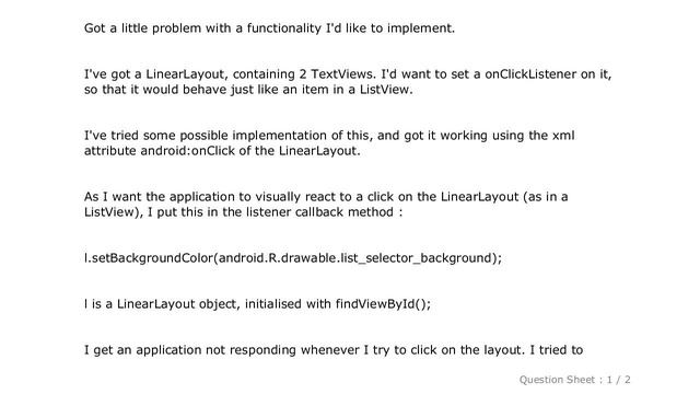 Android : onClickListener on a LinearLayout смотреть онлайн