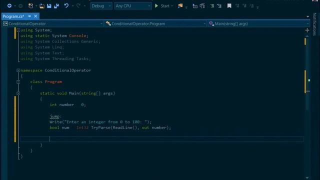 C# 6.0 Tutorial - Fundamentals - 8. Conditional Operator ?: смотреть онлайн
